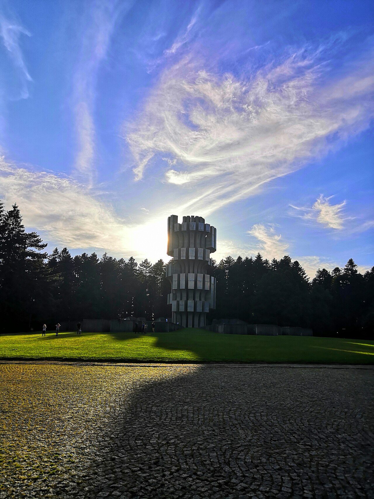 The Mrakovica monument on Kozara against the evening sky